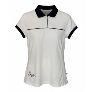 Callaway Womens Golf Polo Shirt White Black Trim Plantation Course Logo Small